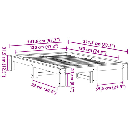 Letto senza Materasso 120x190 cm in Legno Massello di Pino | homemem39