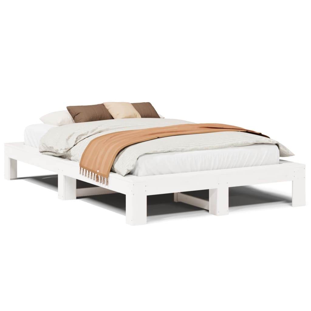 Letto senza Materasso Bianco 120x190 cm Legno Massello di Pino | homemem39