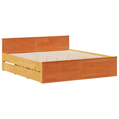 Giroletto senza Materasso con Testiera Marrone Cera 200x200Pino | homemem39