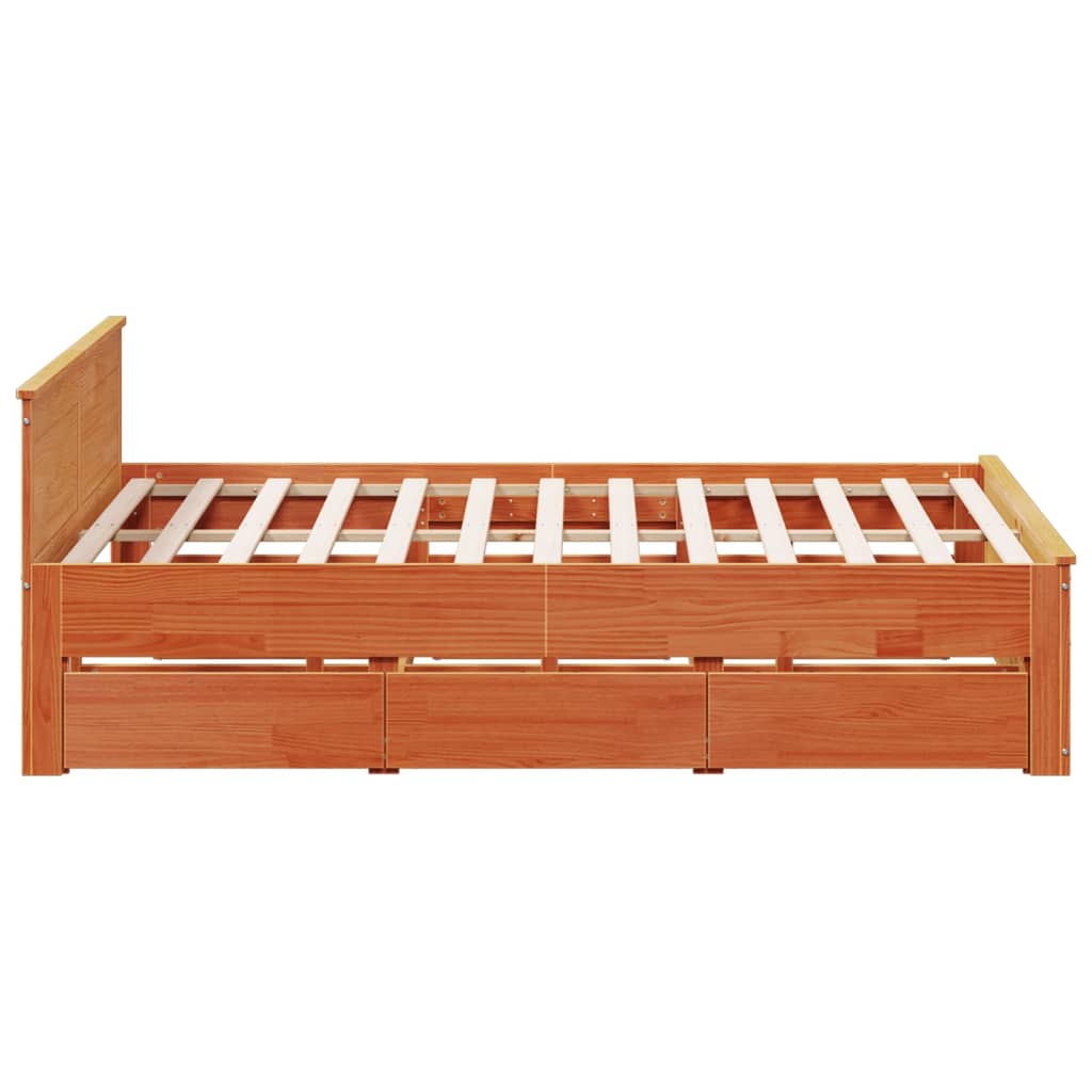 Giroletto senza Materasso con Testiera Marrone Cera 200x200Pino | homemem39