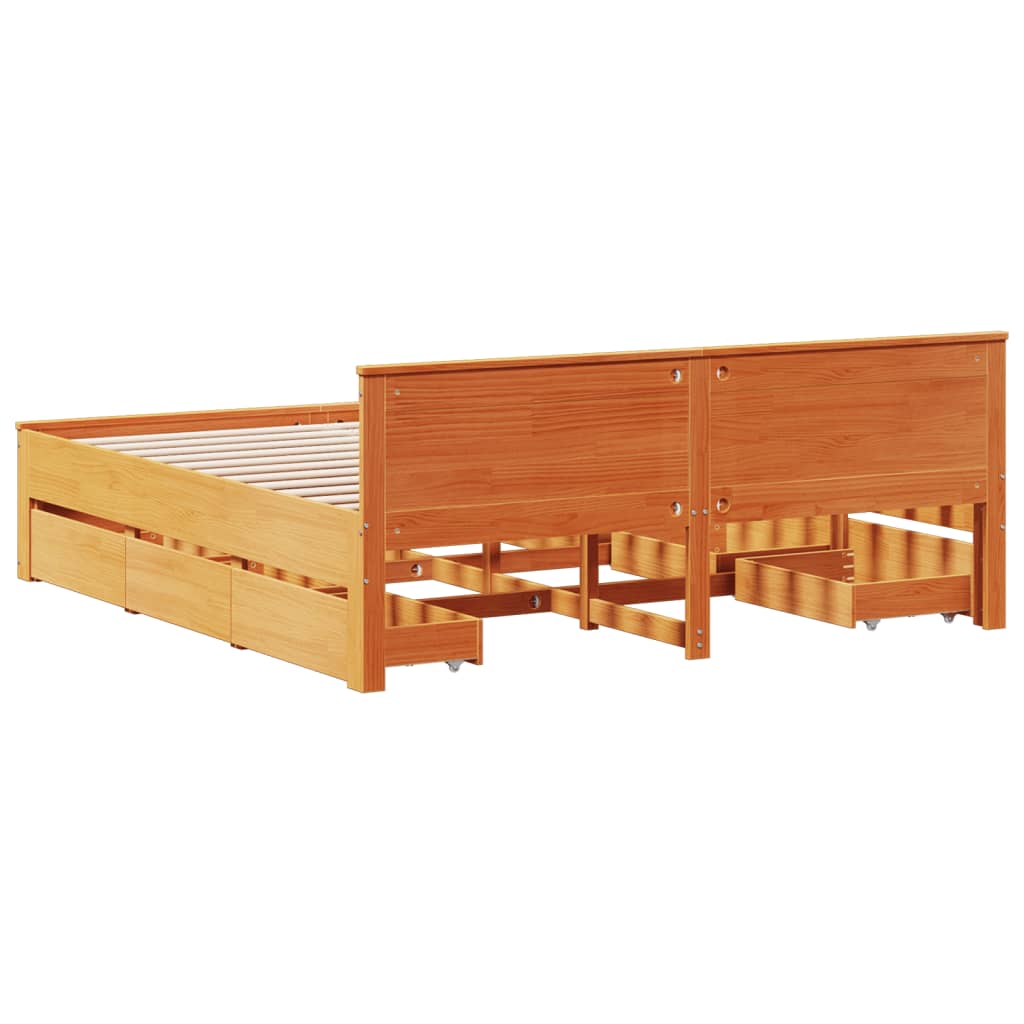 Giroletto senza Materasso con Testiera Marrone Cera 200x200Pino | homemem39