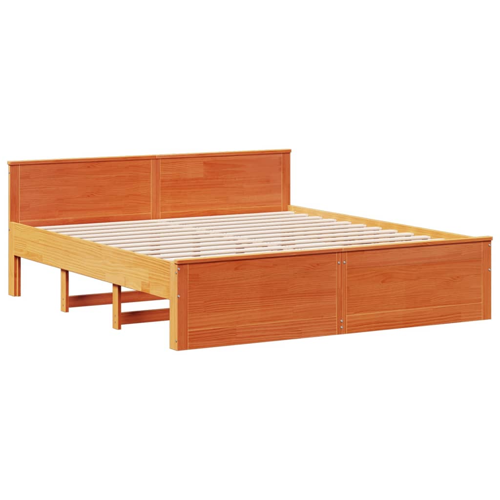 Giroletto senza Materasso con Testiera Marrone Cera 200x200Pino | homemem39