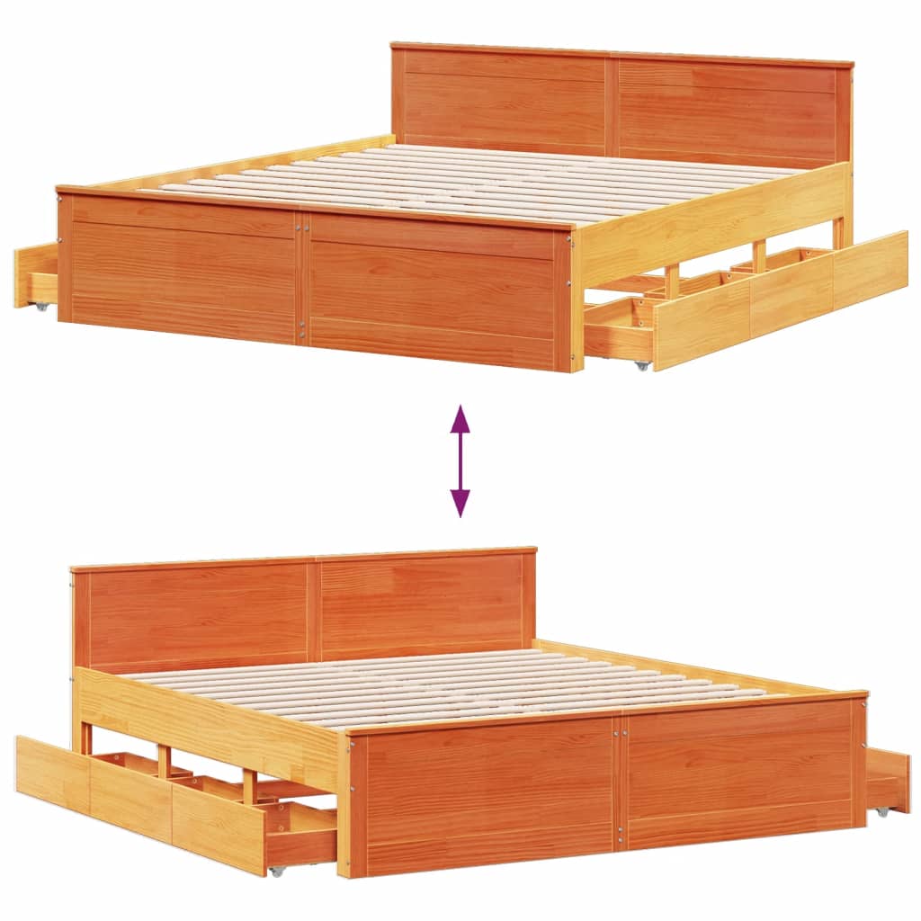 Giroletto senza Materasso con Testiera Marrone Cera 200x200Pino | homemem39