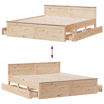 Giroletto senza Materasso con Testiera 180x200 cm Massello Pino - homemem39