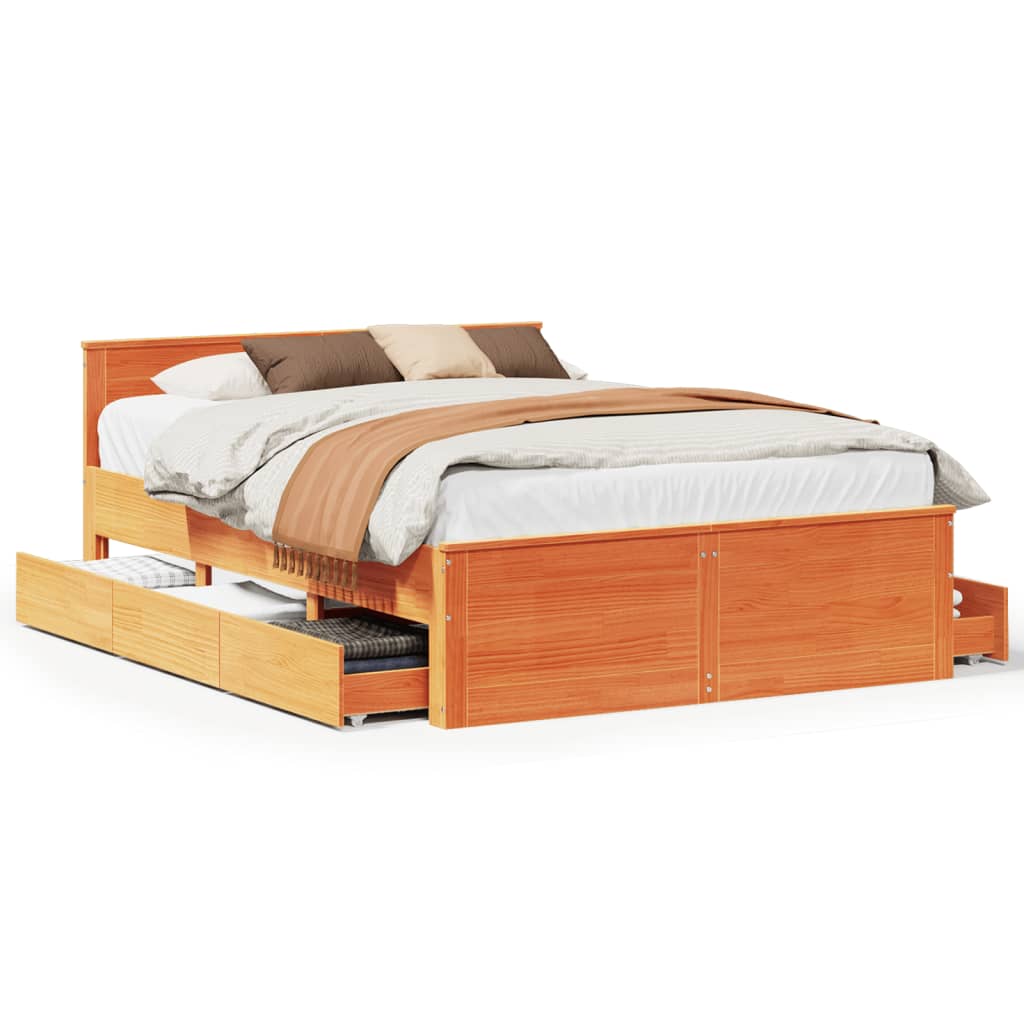 Giroletto senza Materasso con Testata Marrone Cera 140x200 Pino | homemem39