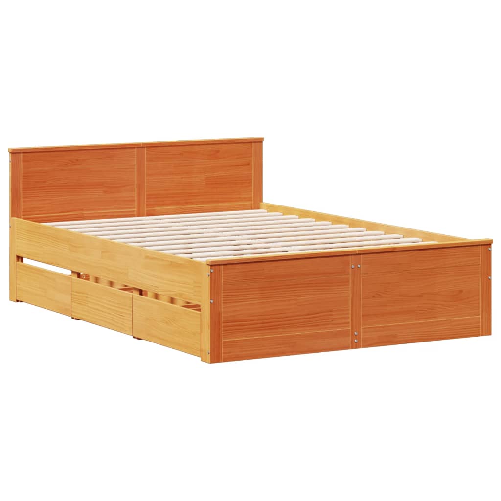 Giroletto senza Materasso con Testata Marrone Cera 140x200 Pino | homemem39