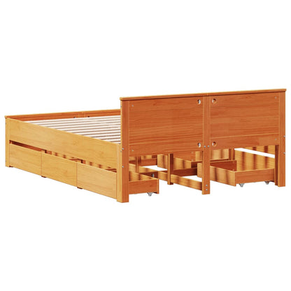 Giroletto senza Materasso con Testata Marrone Cera 140x200 Pino | homemem39