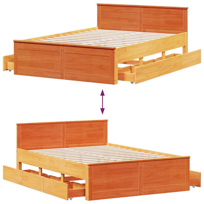 Giroletto senza Materasso con Testata Marrone Cera 140x200 Pino | homemem39