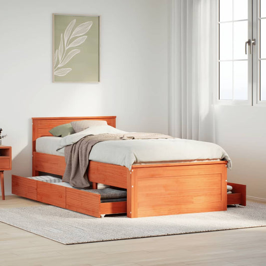 Giroletto senza Materasso con Testiera Rovere Marrone 90x200 cm | homemem39