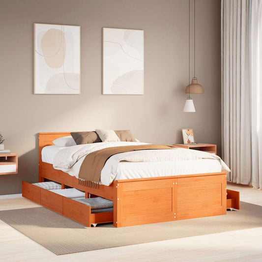 Giroletto senza Materasso con Testata Marrone Cera 135x190 Pino | homemem39