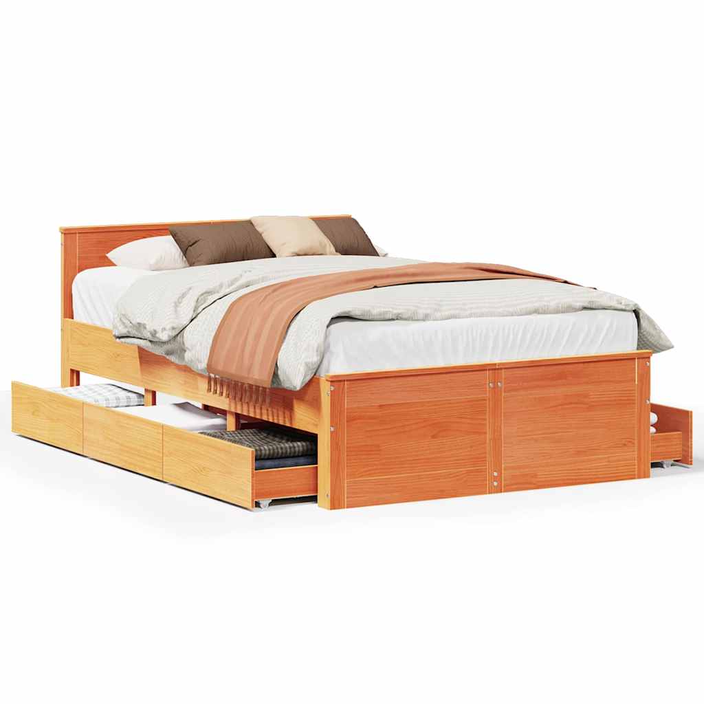 Giroletto senza Materasso con Testata Marrone Cera 120x190 Pino | homemem39