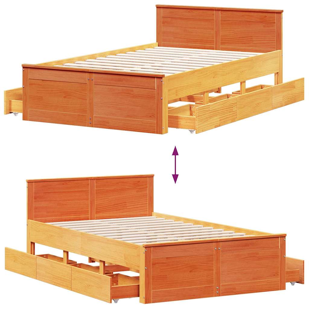 Giroletto senza Materasso con Testata Marrone Cera 120x190 Pino | homemem39