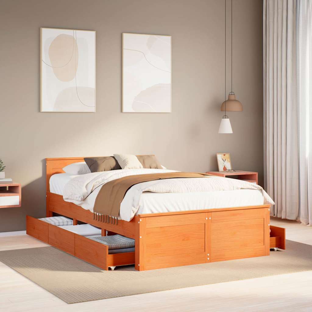 Giroletto senza Materasso con Testata Marrone Cera 120x190 Pino | homemem39