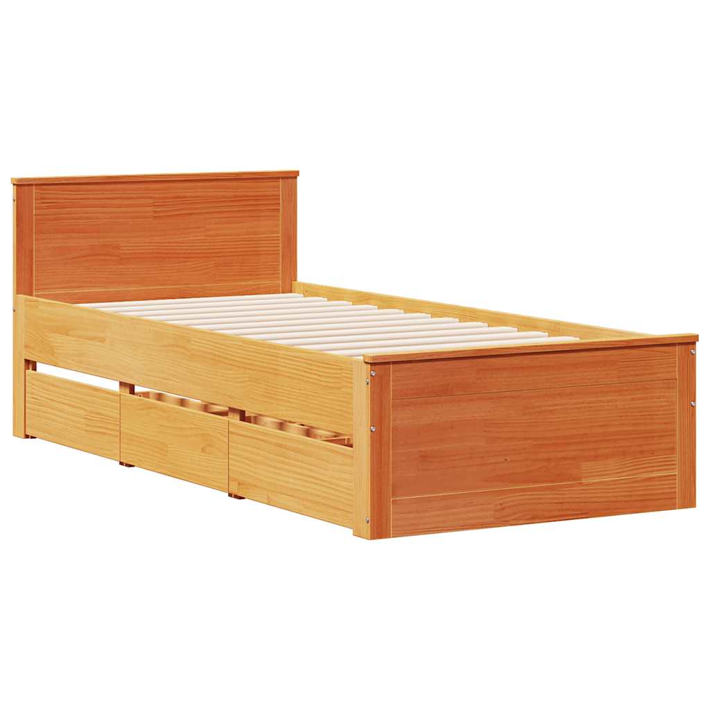 Giroletto senza Materasso con Testiera Marrone Cera 90x190 Pino | homemem39