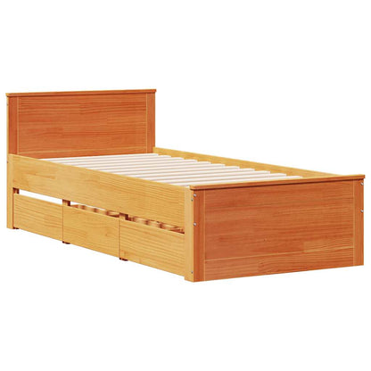 Giroletto senza Materasso con Testiera Marrone Cera 90x190 Pino | homemem39