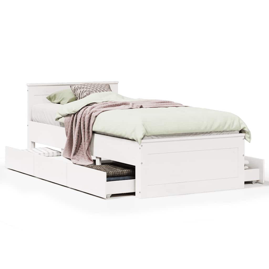 Giroletto senza Materasso con Testiera Bianco 75x190 cm Pino | homemem39