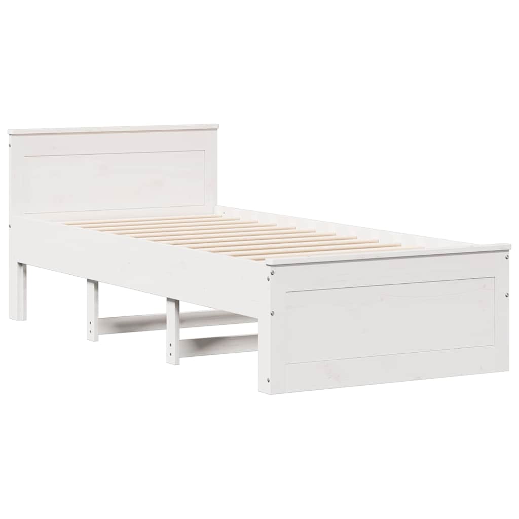Giroletto senza Materasso con Testiera Bianco 75x190 cm Pino | homemem39