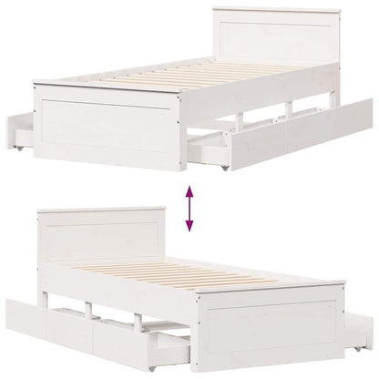 Giroletto senza Materasso con Testiera Bianco 75x190 cm Pino | homemem39
