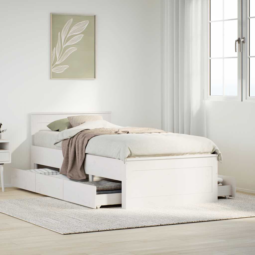 Giroletto senza Materasso con Testiera Bianco 75x190 cm Pino | homemem39
