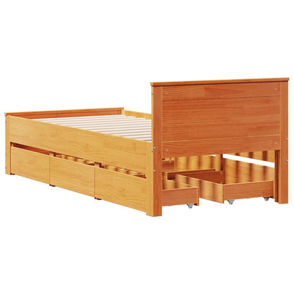 Giroletto senza Materasso con Testiera Marrone Cera 75x190 Pino | homemem39