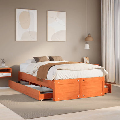 Giroletto senza Materasso con Cassetti Marrone Cera 120x200Pino | homemem39
