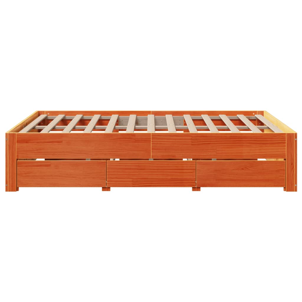 Giroletto senza Materasso con Cassetti Marrone Cera 140x190 cm | homemem39