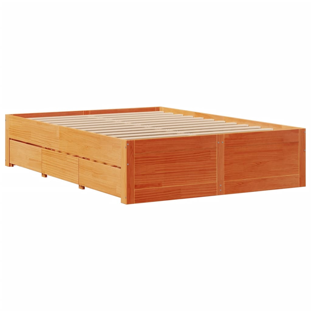 Giroletto senza Materasso con Cassetti Marrone Cera 140x190 cm | homemem39
