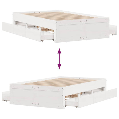 Giroletto senza Materasso con Cassetti Bianco 135x190 cm Pino - homemem39