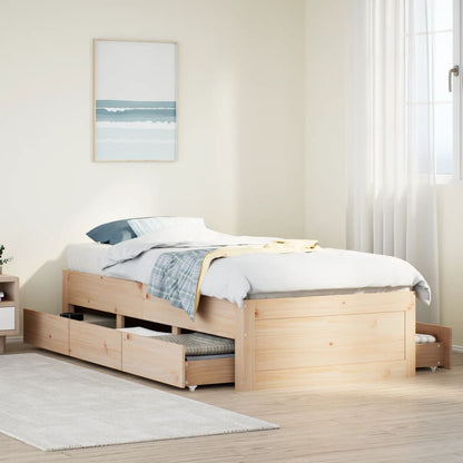 Giroletto senza Materasso con Cassetti 75x190 cm Massello Pino | homemem39