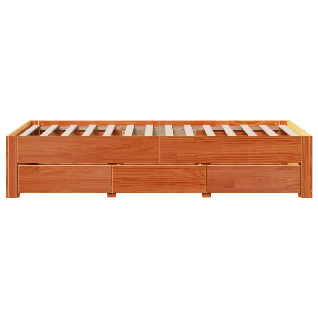 Giroletto senza Materasso con Cassetti Marrone Cera 75x190 cm | homemem39