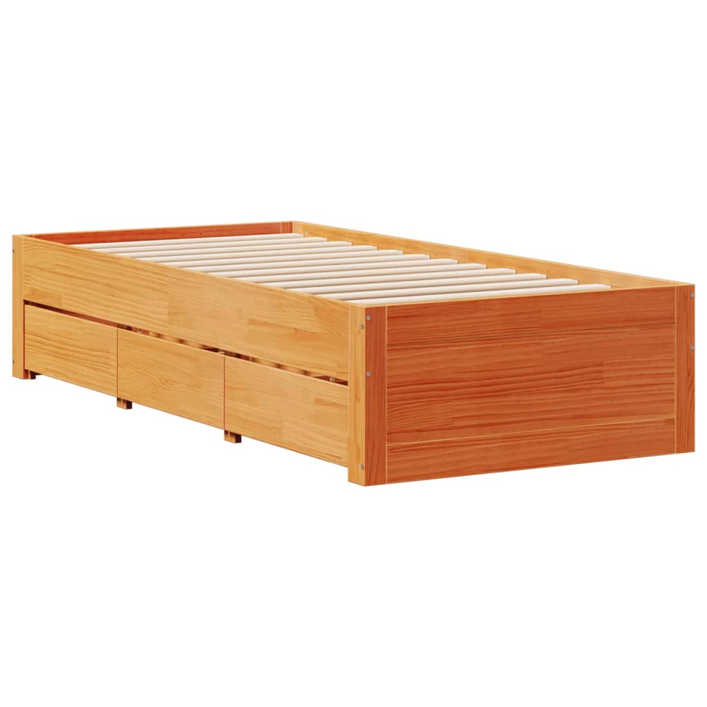 Giroletto senza Materasso con Cassetti Marrone Cera 75x190 cm | homemem39