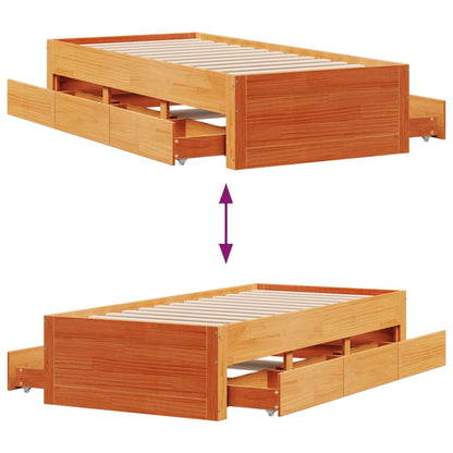 Giroletto senza Materasso con Cassetti Marrone Cera 75x190 cm | homemem39