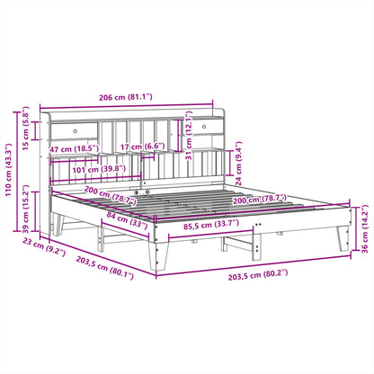 Letto senza Materasso 200x200 cm in Legno Massello di Pino