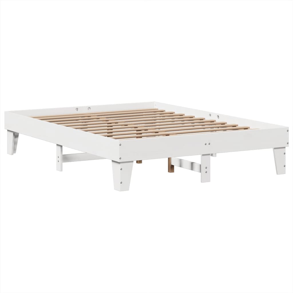 Letto senza Materasso Bianco 150x200 cm Legno Massello di Pino