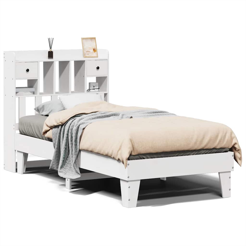 Letto senza Materasso Bianco 75x190 in Legno Massello di Pino | homemem39