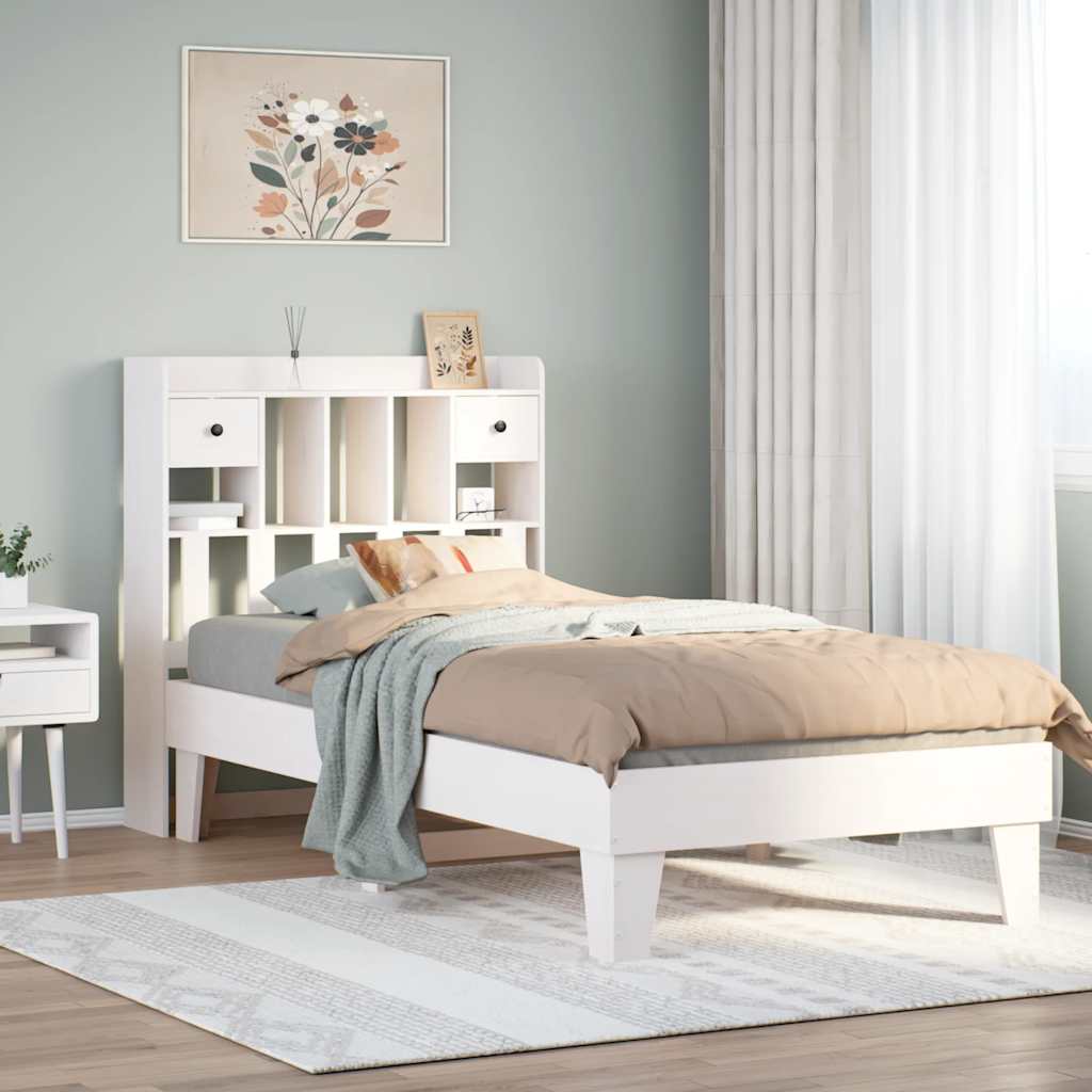 Letto senza Materasso Bianco 75x190 in Legno Massello di Pino | homemem39
