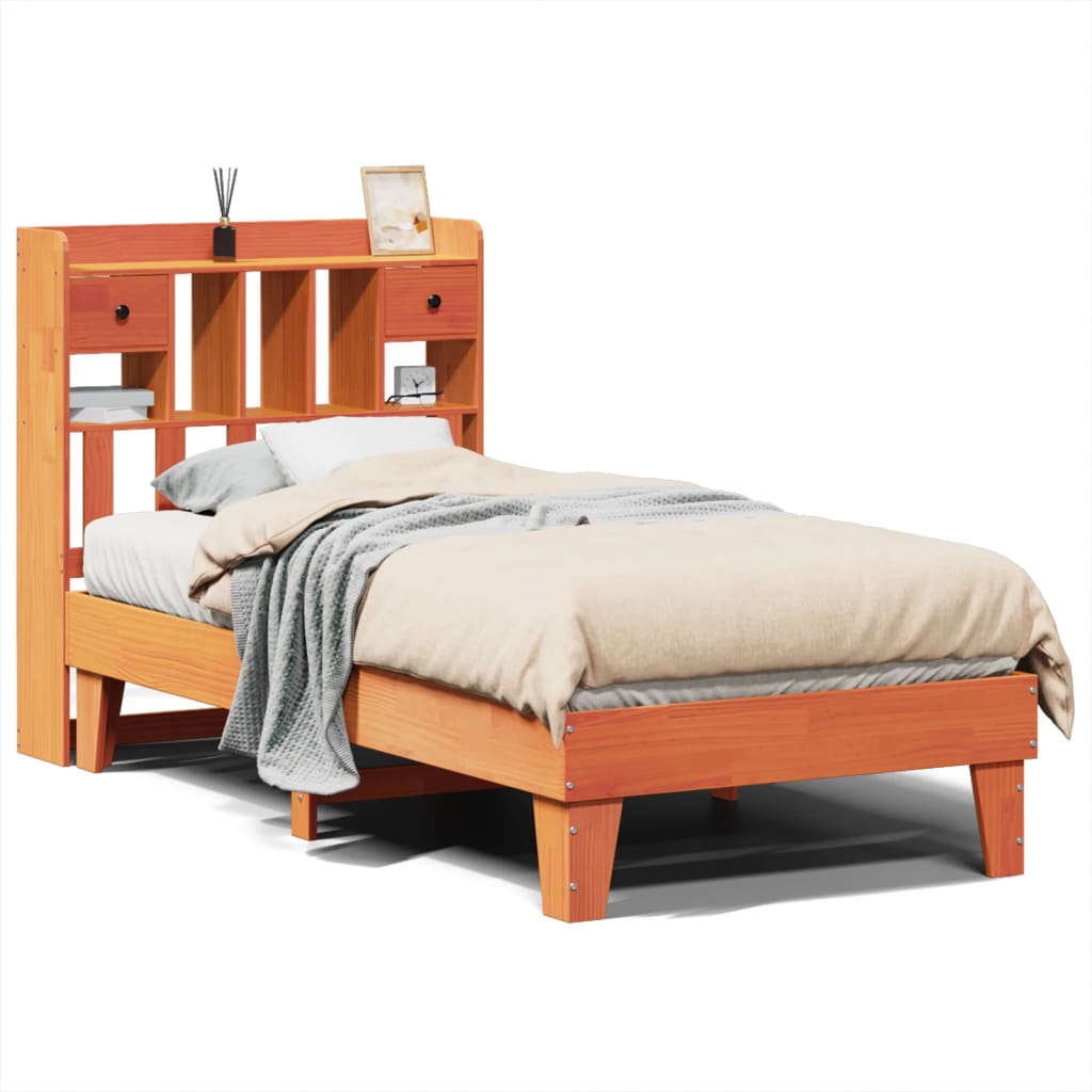 Letto senza Materasso Marrone Cera 75x190 cm in Legno di Pino | homemem39