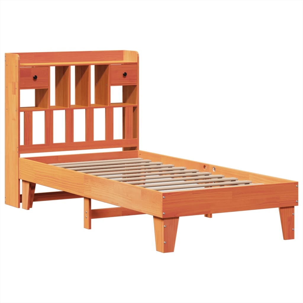 Letto senza Materasso Marrone Cera 75x190 cm in Legno di Pino | homemem39