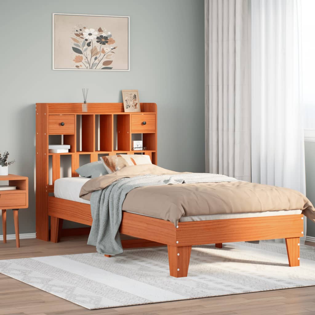 Letto senza Materasso Marrone Cera 75x190 cm in Legno di Pino | homemem39