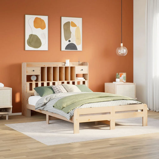 Letto Libreria senza Materasso 150x200 cm in Legno di Pino - homemem39