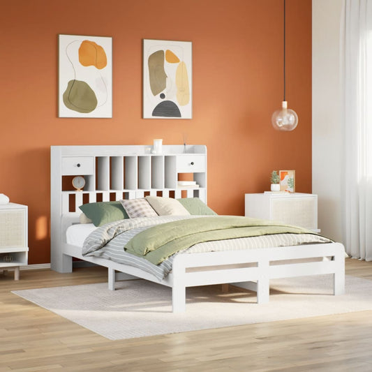 Letto Libreria senza Materasso Bianco 140x200 cm Legno di Pino - homemem39