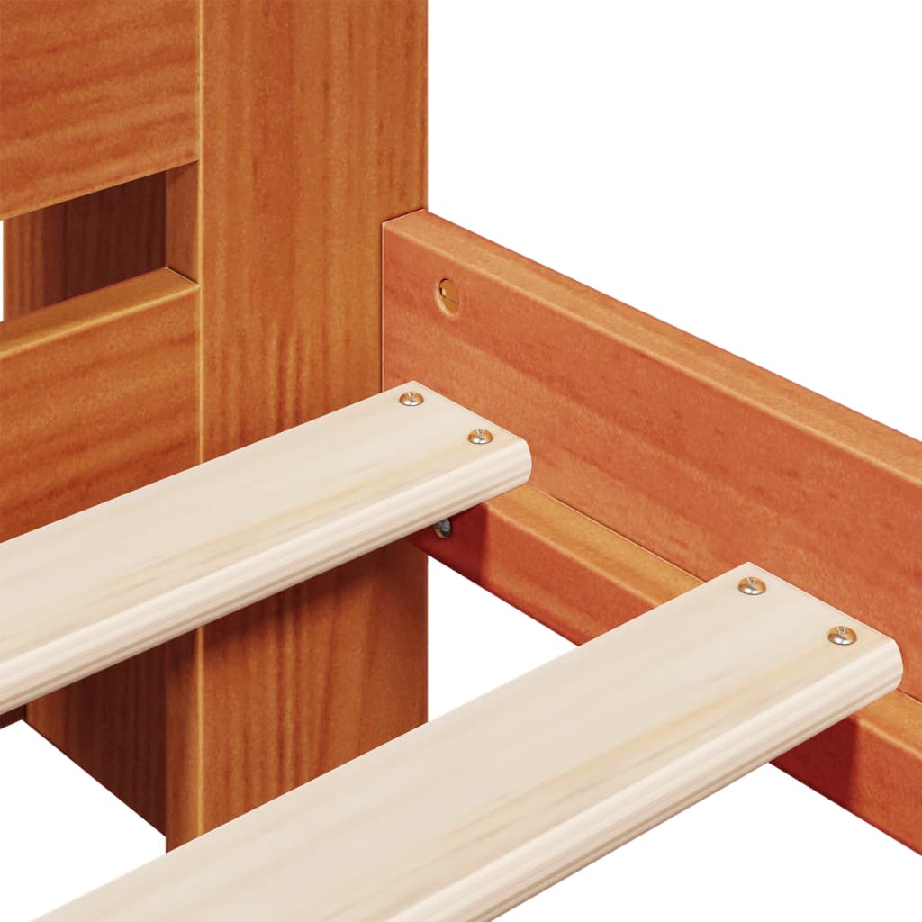 Letto Libreria senza Materasso Marrone Cera 140x200 cm in Pino - homemem39