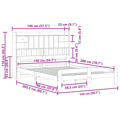 Letto Libreria senza Materasso Marrone Cera 140x200 cm in Pino - homemem39