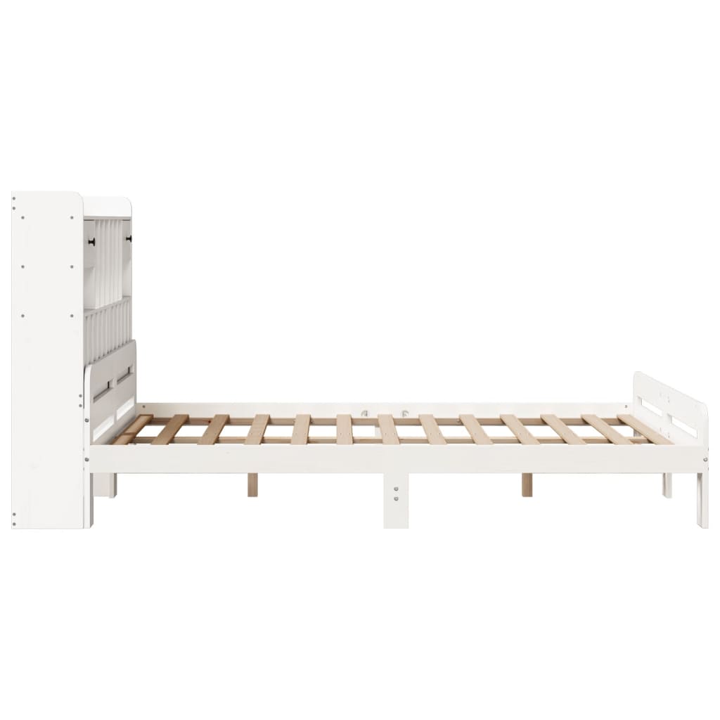 Letto Libreria senza Materasso Bianco 140x190 cm Legno di Pino - homemem39