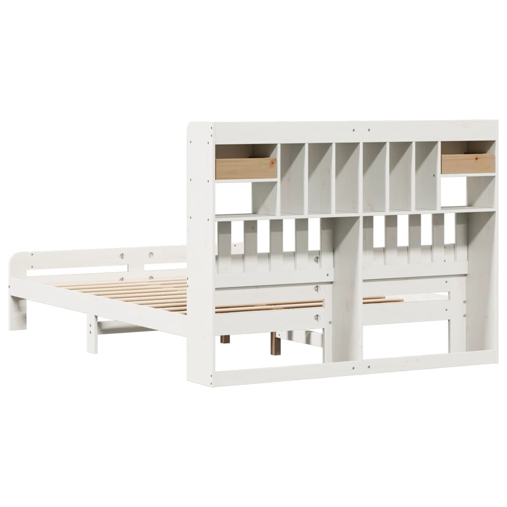 Letto Libreria senza Materasso Bianco 140x190 cm Legno di Pino - homemem39