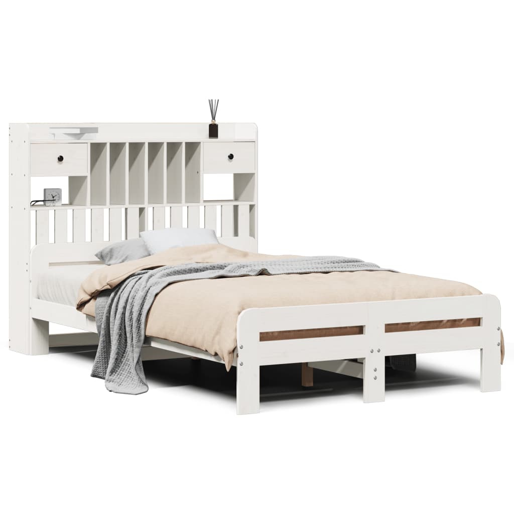 Letto Libreria senza Materasso Bianco 135x190 cm Legno di Pino - homemem39