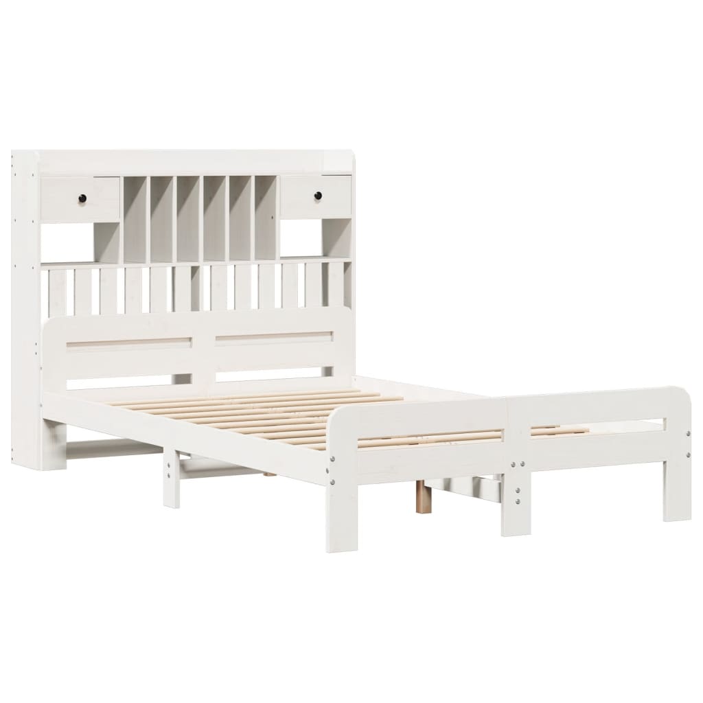 Letto Libreria senza Materasso Bianco 135x190 cm Legno di Pino - homemem39