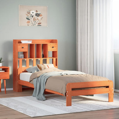 Letto Libreria senza Materasso Marrone Cera 75x190 cm in Pino - homemem39