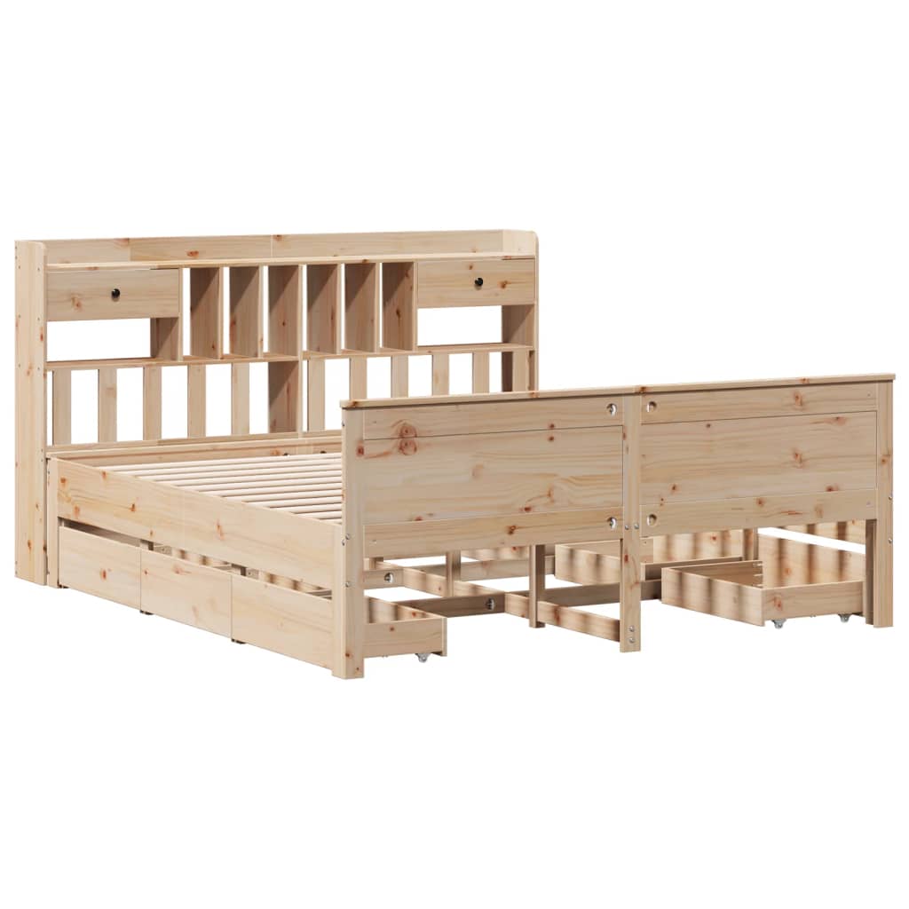 Letto Libreria senza Materasso 180x200 cm in Legno di Pino - homemem39