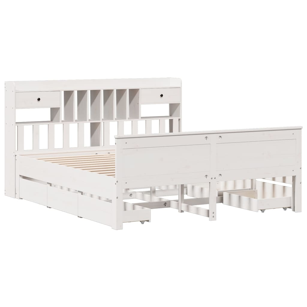 Giroletto con Libreria senza Materasso 180x200 cm in Legno Pino - homemem39